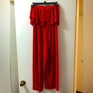 Bright red sleeveless romper